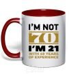 Mug with a colored handle I'm not 70 i'm 21 with 49 years of experience red фото