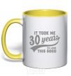 Mug with a colored handle It took me 30 years to look this good yellow фото