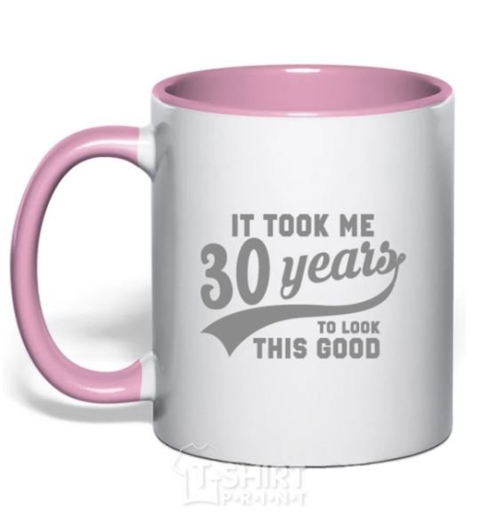 Mug with a colored handle It took me 30 years to look this good light-pink фото