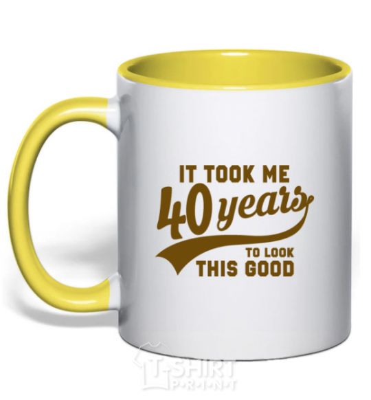 Mug with a colored handle It took me 40 years to look this good yellow фото