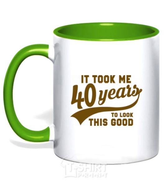 Mug with a colored handle It took me 40 years to look this good kelly-green фото