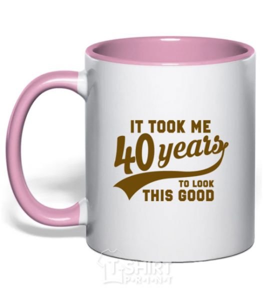 Mug with a colored handle It took me 40 years to look this good light-pink фото