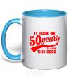Mug with a colored handle It took me 50 years to look this good sky-blue фото