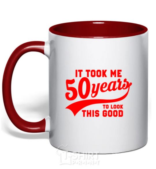 Mug with a colored handle It took me 50 years to look this good red фото