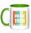 Чашка с цветной ручкой Made in June 1978 40 years of being awesome Зеленый фото