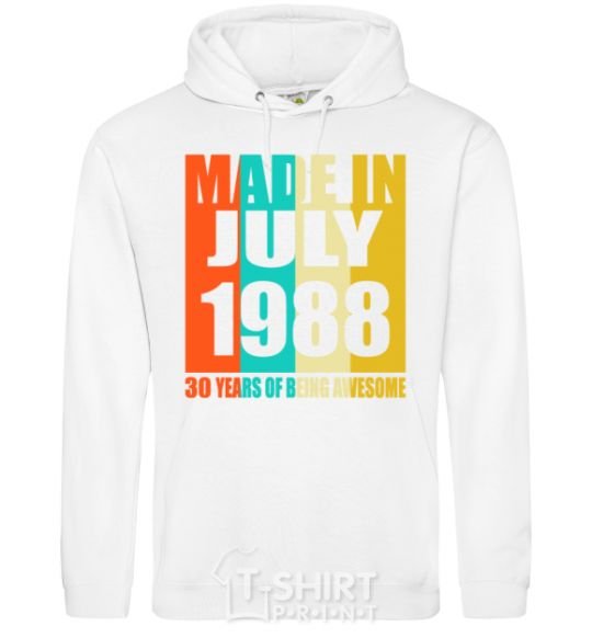 Men`s hoodie Made in July 1988 30 years of being awesome White фото