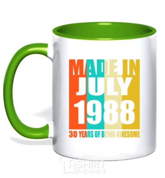 Mug with a colored handle Made in July 1988 30 years of being awesome kelly-green фото