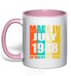 Mug with a colored handle Made in July 1988 30 years of being awesome light-pink фото