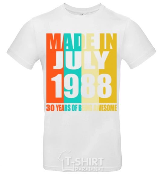 Мужская футболка Made in July 1988 30 years of being awesome Белый фото