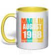 Mug with a colored handle Made in August 1968 50 years of being awesome yellow фото