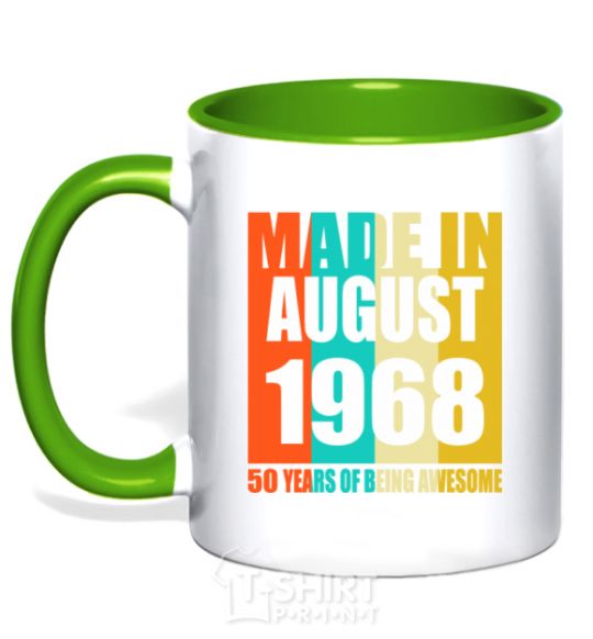 Mug with a colored handle Made in August 1968 50 years of being awesome kelly-green фото