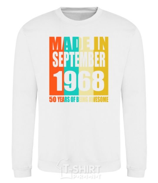 Свитшот Made in September 1968 50 years of being awesome Белый фото