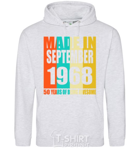 Men`s hoodie Made in September 1968 50 years of being awesome sport-grey фото