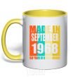 Mug with a colored handle Made in September 1968 50 years of being awesome yellow фото