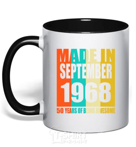 Mug with a colored handle Made in September 1968 50 years of being awesome black фото