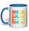 Mug with a colored handle Made in September 1968 50 years of being awesome royal-blue фото