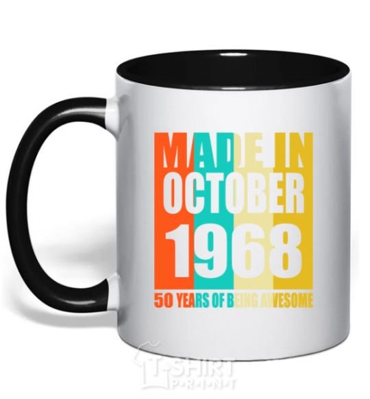 Mug with a colored handle Made in October 1968 50 years of being awesome black фото