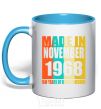 Mug with a colored handle Made in November 1968 50 years of being awesome sky-blue фото