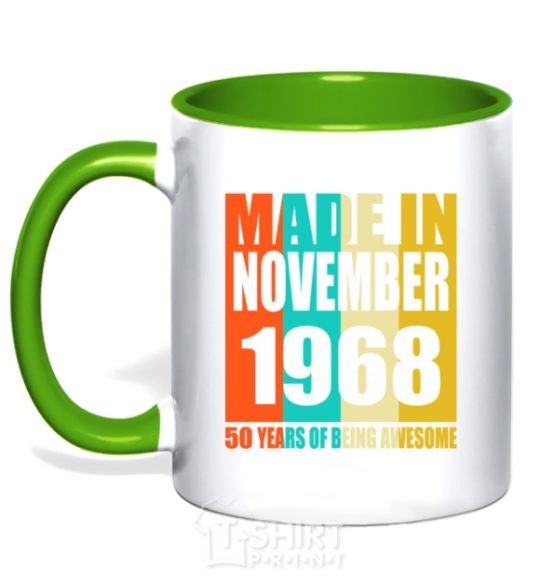 Mug with a colored handle Made in November 1968 50 years of being awesome kelly-green фото