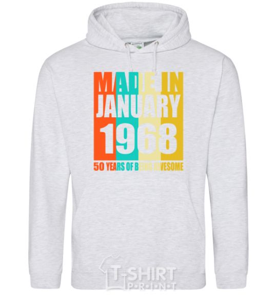 Men`s hoodie Made in January 1968 50 years of being awesome sport-grey фото