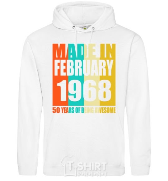 Men`s hoodie Made in February 1968 50 years of being awesome White фото