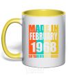 Mug with a colored handle Made in February 1968 50 years of being awesome yellow фото