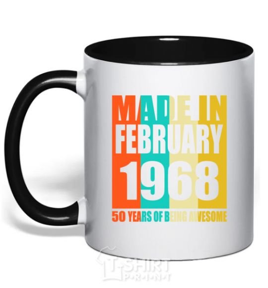 Mug with a colored handle Made in February 1968 50 years of being awesome black фото