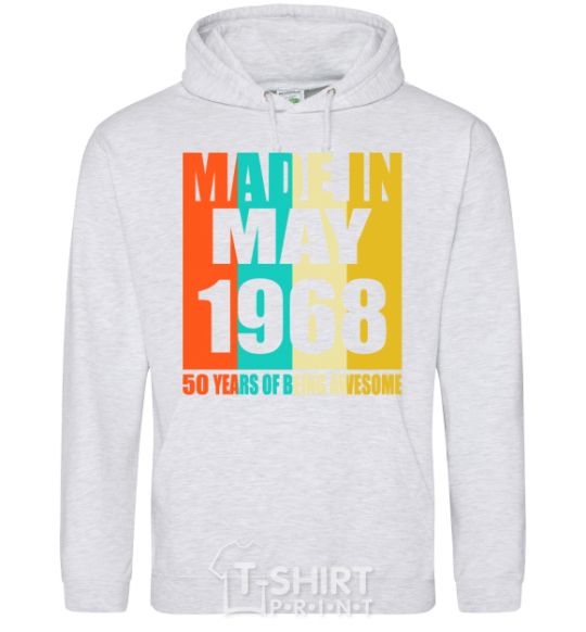 Men`s hoodie Made in May 1968 50 years of being awesome sport-grey фото