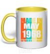 Mug with a colored handle Made in May 1968 50 years of being awesome yellow фото