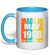 Mug with a colored handle Made in May 1968 50 years of being awesome sky-blue фото