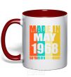 Mug with a colored handle Made in May 1968 50 years of being awesome red фото