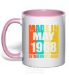 Mug with a colored handle Made in May 1968 50 years of being awesome light-pink фото