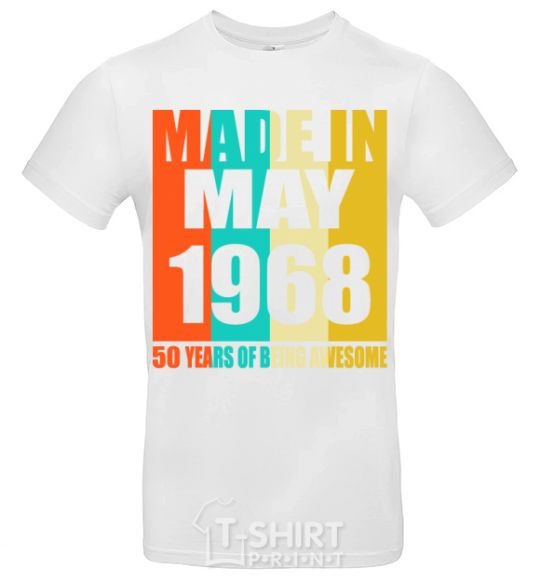 Мужская футболка Made in May 1968 50 years of being awesome Белый фото