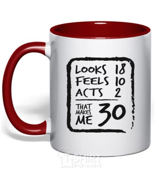 Mug with a colored handle That makes me 30 red фото