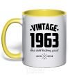 Mug with a colored handle Vintage 1963 and still looking good yellow фото