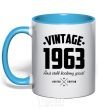 Mug with a colored handle Vintage 1963 and still looking good sky-blue фото