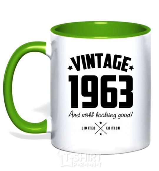 Mug with a colored handle Vintage 1963 and still looking good kelly-green фото