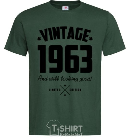 Мужская футболка Vintage 1963 and still looking good Темно-зеленый фото