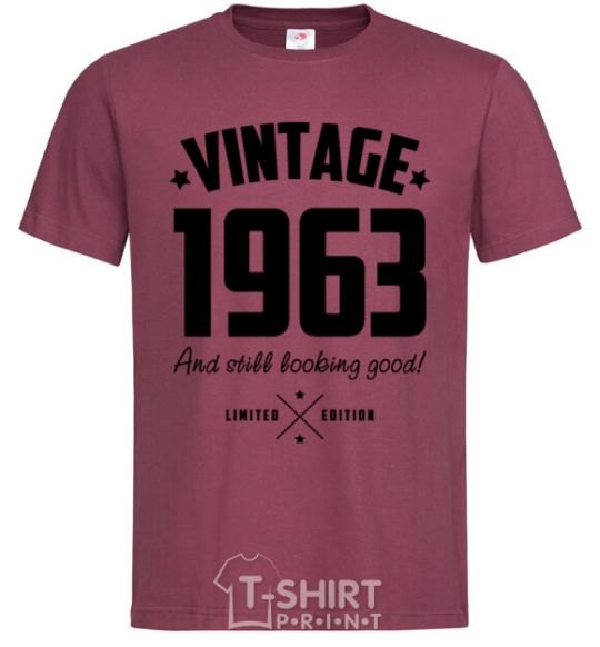 Мужская футболка Vintage 1963 and still looking good Бордовый фото