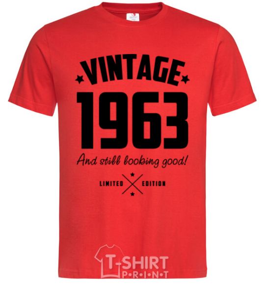 Men's T-Shirt Vintage 1963 and still looking good red фото