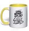 Mug with a colored handle Don't hate me because i make 30 look so good yellow фото