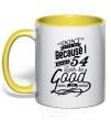Mug with a colored handle Don't hate me because i make 54 look so good yellow фото