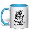 Mug with a colored handle Don't hate me because i make 54 look so good sky-blue фото