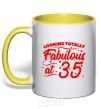 Mug with a colored handle Looking totally Fabulous at 35 yellow фото