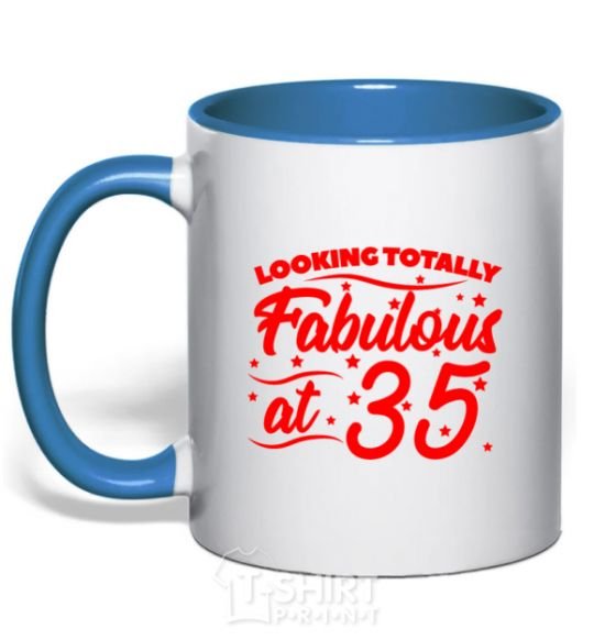 Mug with a colored handle Looking totally Fabulous at 35 royal-blue фото