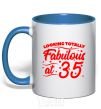 Mug with a colored handle Looking totally Fabulous at 35 royal-blue фото