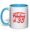 Mug with a colored handle Looking totally Fabulous at 35 sky-blue фото