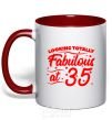 Mug with a colored handle Looking totally Fabulous at 35 red фото