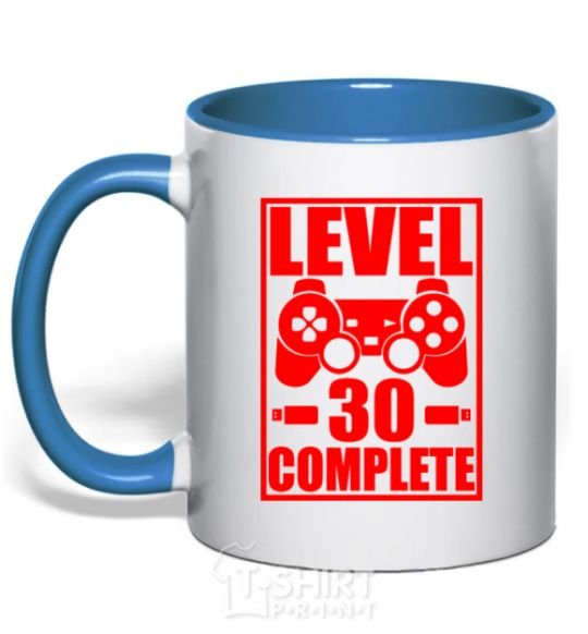 Mug with a colored handle Level 30 complete с джойстиком royal-blue фото