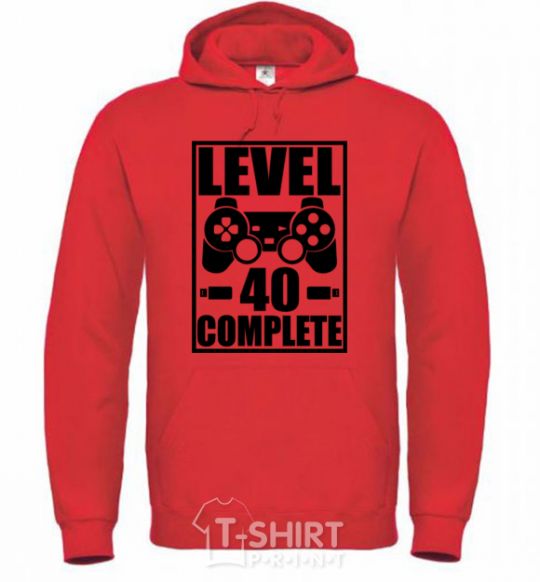 Мужская толстовка (худи) Game Level 40 complete Ярко-красный фото